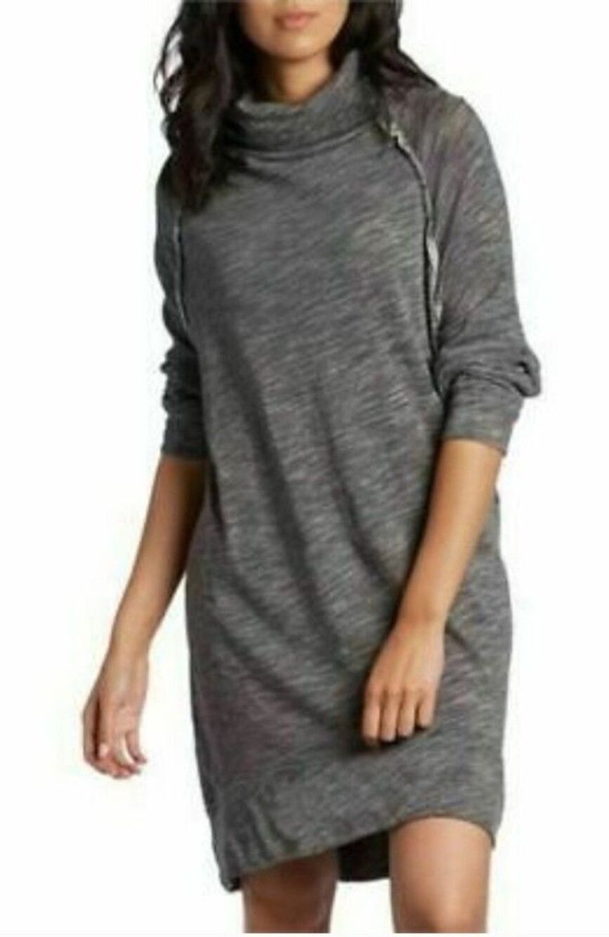 Free People FP Beach Terri Cocoon Dress XL Gray Cowl Neck Lagenlook Hippy
